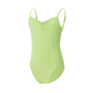 儿童专业艺考吊带芭蕾舞服带胸垫练功服女童秋冬绿色舞蹈服形体服