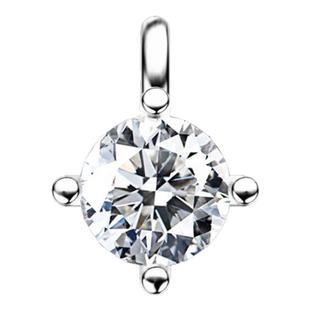 18K金培育钻石项链吊坠女款1克拉Pt950铂金白金鼻屎四爪Au750珠宝