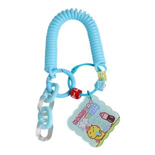 彩色弹簧绳钥匙扣双面亚克力字牌挂件弹力伸缩手腕防丢绳包包挂饰