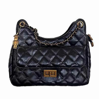 左杏腋下包小香风菱格