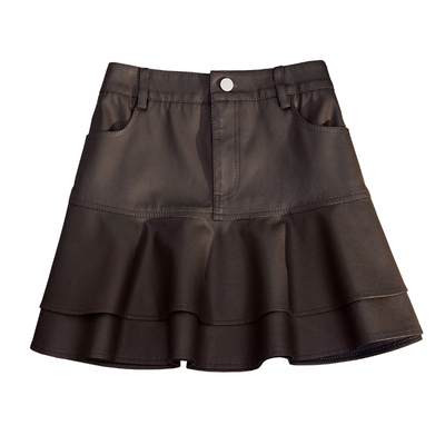 小皮裙荷叶边韩版高腰显瘦半身裙