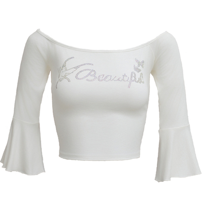 迷迭舞烫钻logo肚皮舞上衣新款