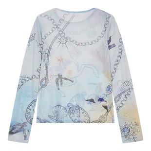 SLY 2026早春新品慵懒风抽象艺术印花渐变圆领卫衣038JSZ90-1001