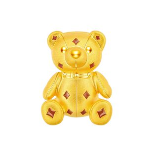 法斗犬转运珠999足金手链情侣菱形格兔子小熊黄金串珠新款礼物
