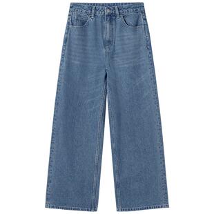 热风2026年春季新款女士时尚宽松阔腿牛仔裤包容腿型显腿长