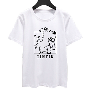 丁丁历险记动漫tintin丁丁的冒险周边纯棉短袖T恤衫男女半袖衣服