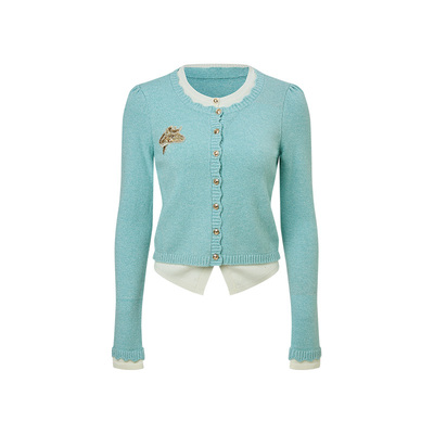 精致小马绣花下摆撞色设计