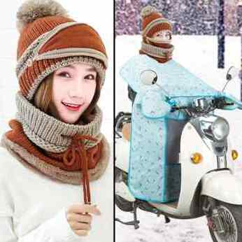 冬季骑行防寒面罩l女电动车挡风帽儿童护脸围脖颈护耳口罩保暖