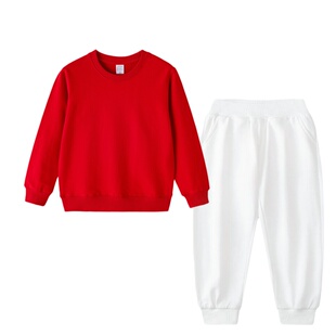 男女儿童纯棉彩色卫衣秋冬加绒圆领糖果色幼儿园小学生运动会班服