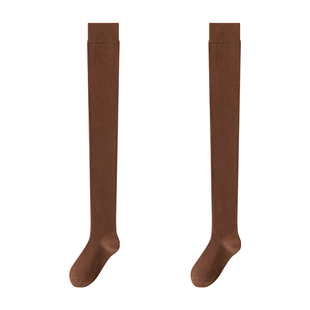 过膝长筒袜子女春秋款大码防下滑灰色棉袜秋冬季大腿袜护膝盖黑白