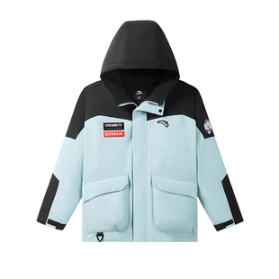 安踏儿童羽绒服男童工装羽绒外套2025新款防风加厚热返运动鸭绒服