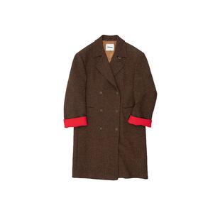 fafamoon设计师品牌 2024冬季新款双排扣风衣领宽肩大衣外套女