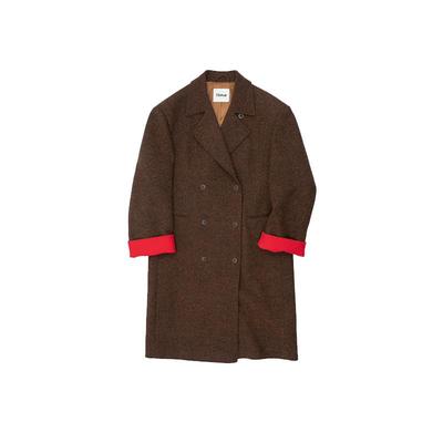 fafamoon设计师品牌 2024冬季新款双排扣风衣领宽肩大衣外套女