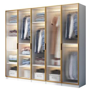 衣柜家用卧室小户型实木长虹玻璃收纳柜子组合儿童出租房定制衣橱