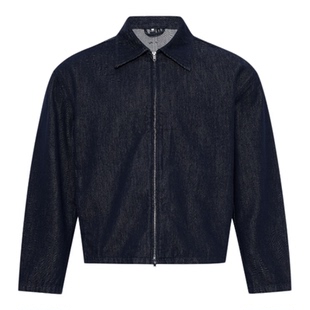 Oneup美式复古高级牛仔夹克休闲宽松重磅原牛工装拉链外套男秋冬