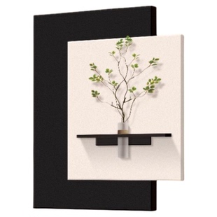 法式中古风入户玄关装饰画水培绿植沙发背景墙挂画立体砂岩客厅画