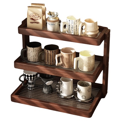 中古风咖啡吧台置物架