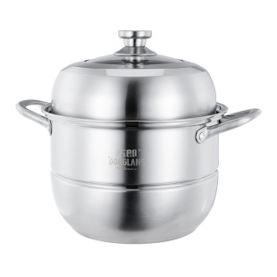 东郎德式工艺一体成型锅底不锈钢加厚双层大蒸锅蒸鱼多用26-36cm