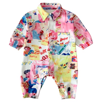 秋季男宝宝衣服新款超洋气婴儿外出服小月龄多巴胺穿搭长袖连体衣