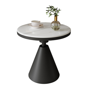 现代客厅圆形岩板茶几边几桌小户型创意高级感家用圆桌微晶石茶几