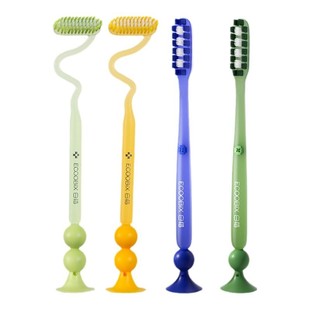 白惜Z字形牙刷长头细软毛刷头清洁口腔牙齿牙缝底部吸盘家庭装