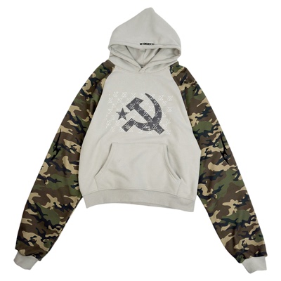 Vinkid迷彩插肩卫衣外套帽衫