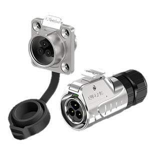 LP16型全金属法兰面板母座2-5芯免焊接电源信号IP68防水连接器