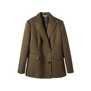 CHESONSE【独立宣言】设计感纯羊毛正装双排扣西服宽松外套24905