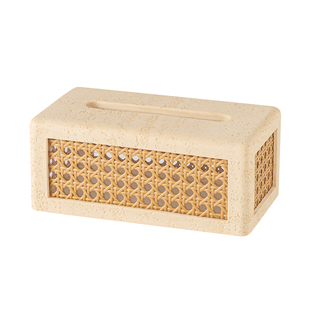 客厅轻奢洞石纸巾盒家用桌面艺术藤编抽纸盒高级感纸抽盒餐巾纸盒