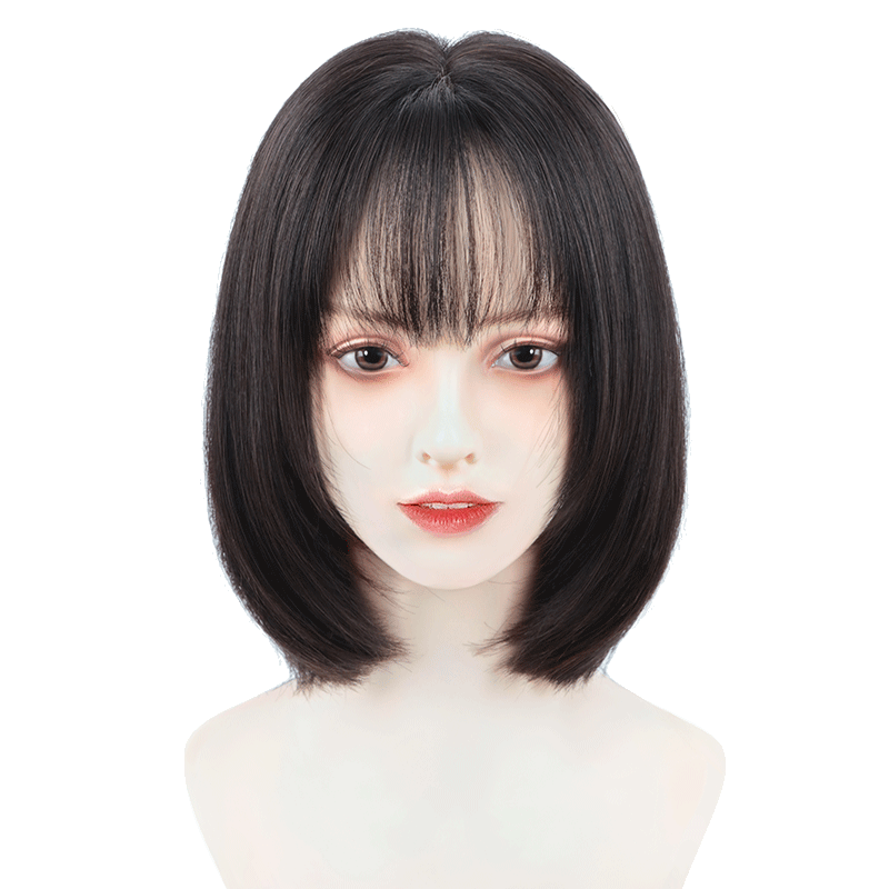 假发真发真人发丝自然短发全头套女新款波波头锁骨整顶假发套长发