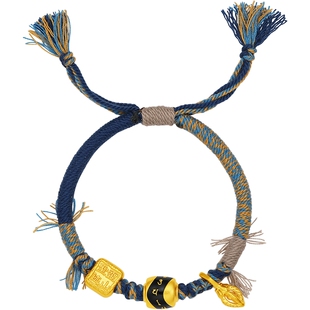 周六福黄金手绳女款5d硬金定价清净谛听九华山地藏王元素新年礼物