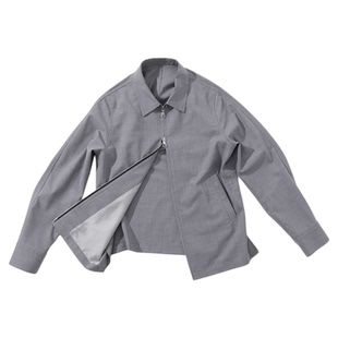 MUSLUN2025春夏轻薄款可机洗羊毛拉链夹克外套 抗皱防静电透气