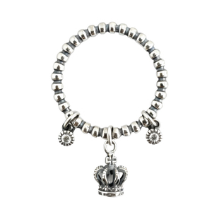 睡莲生生世世 925纯银戒指皇冠锆石豆豆元素复古百搭精致细款尾戒