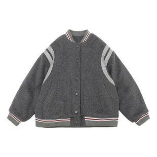 儿童外套棒球服2025冬装新款男童加厚夹克韩版中大童洋气毛呢上衣