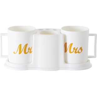 汇丰信佳家用创意双人牙刷架刷牙杯漱口杯牙刷架套装 自带杯子白