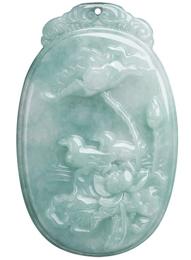 天然缅甸a货翡翠冰种情侣吊坠