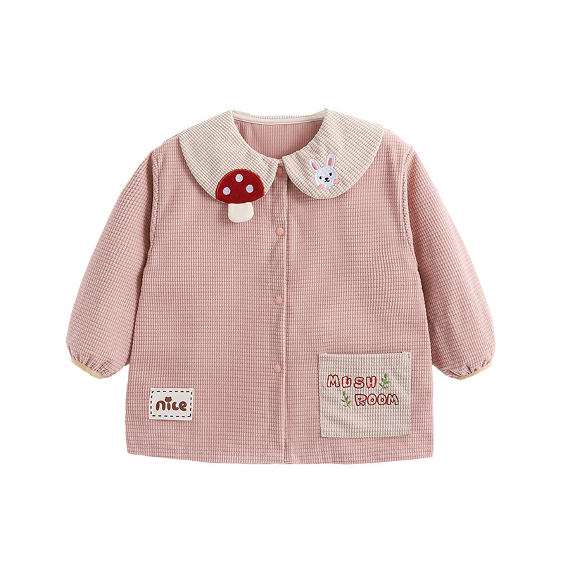 女童秋冬羽绒服防脏罩衣按扣防水吃饭护衣甜美外穿幼儿园画画围裙