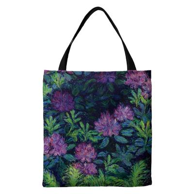 莫奈紫花经典拉链帆布包来图定制