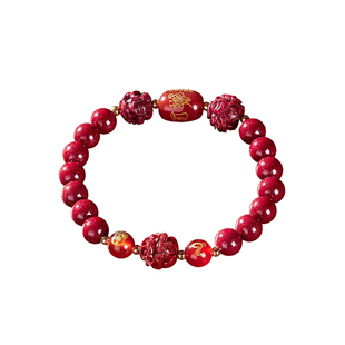 九华山天然朱砂手串十二生肖玛瑙本命佛2026属马本命年手链护身符