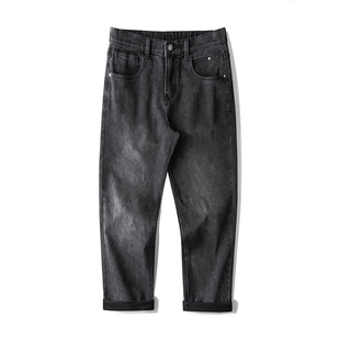 NBKY黑色宽松牛仔裤男秋季垂感直筒裤潮牌美式高街松紧腰阔腿裤子