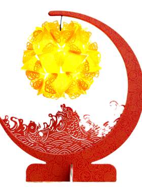 中国风开运锦鲤礼物锦鲤纸雕灯