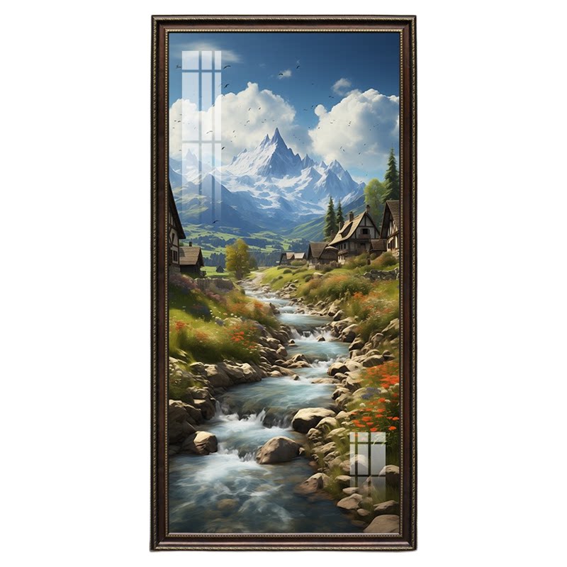 欧式高档山水画玄关背景墙装饰画