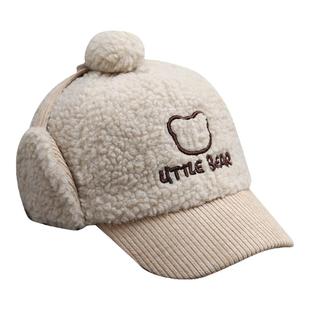 儿童护耳帽秋冬季男童帽子保暖加厚宝宝鸭舌帽韩版冬天女童棒球帽