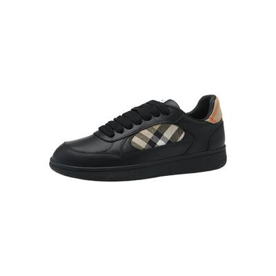 【自营】BURBERRY/博柏利男士牛皮革拼格纹系带运动休闲鞋板鞋