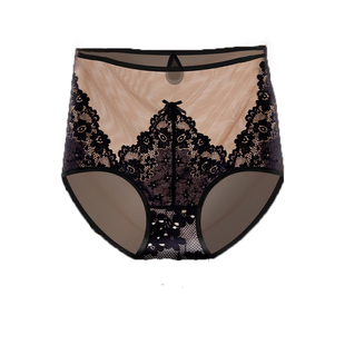 蕾丝网纱内裤女高腰收腹5A抗菌纯棉裆纯欲超薄性感提臀三角裤新款