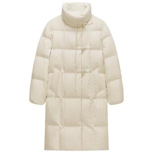 【季末折扣】欧时力 新中式盘扣立领长款羽绒服外套大衣2025秋冬