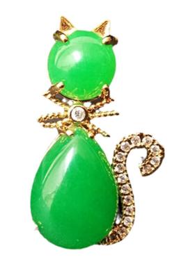 翡翠猫咪绿色小狐狸动物石英岩玉