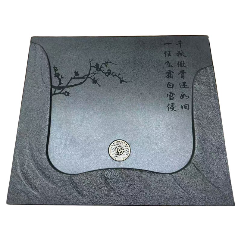 乌金石功夫茶桌石板替换茶台茶盘嵌入式带排水茶盘漏水盖板内嵌