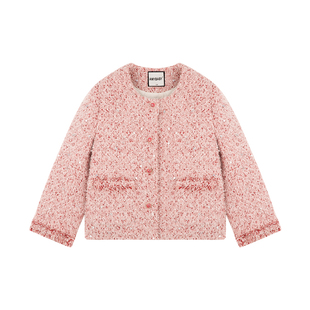 Amybaby女童上衣冬季2025新款冬季粉色精致miu系小香风珠片外套