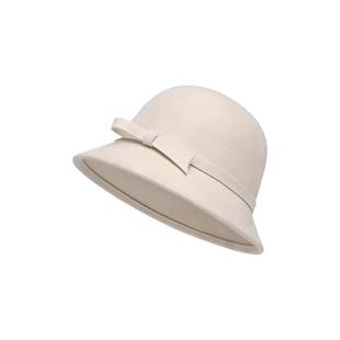 归国白月光白色渔夫帽子女秋冬羊毛赫本风法式复古小香风优雅礼帽